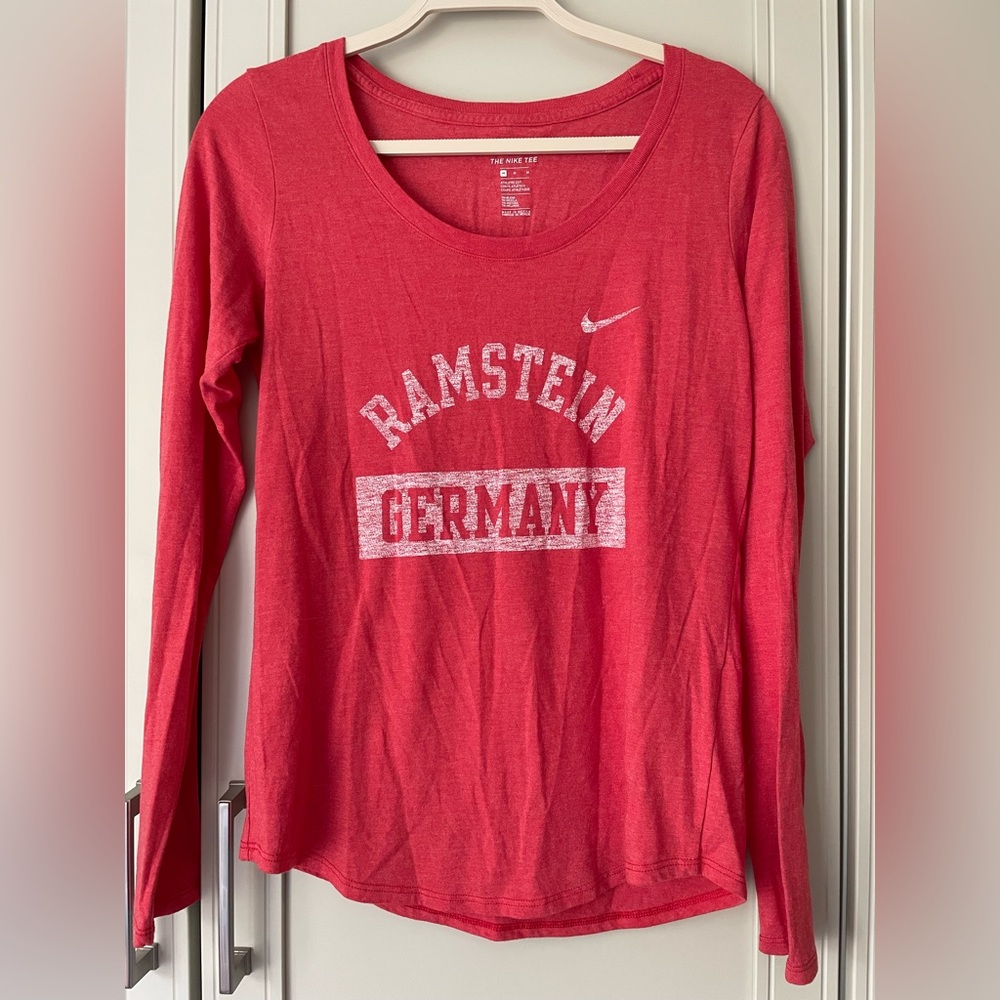 Nike Women's Red Graphic Long Sleeve Tee